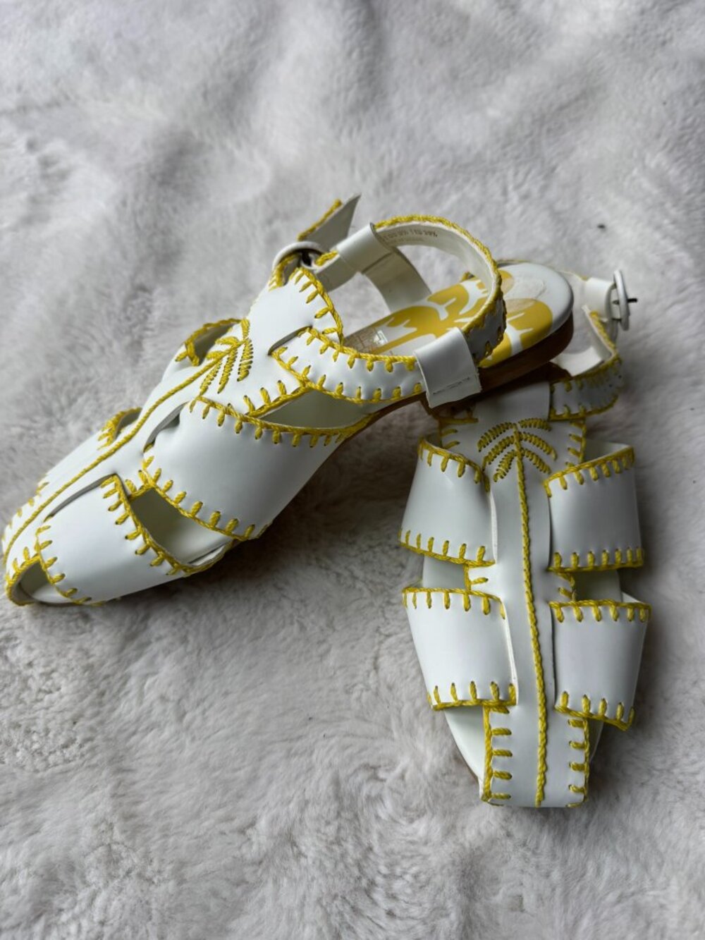 Farm Rio Yellow Whipstitch Sandals Size 8.5